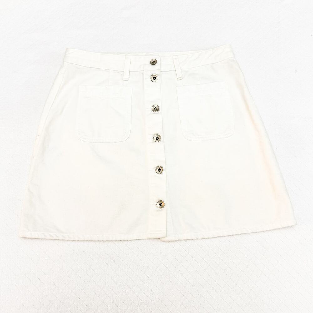 Rag & Bone Silver Button Down A-Line Straight Denim Jeans Skirt Size 29